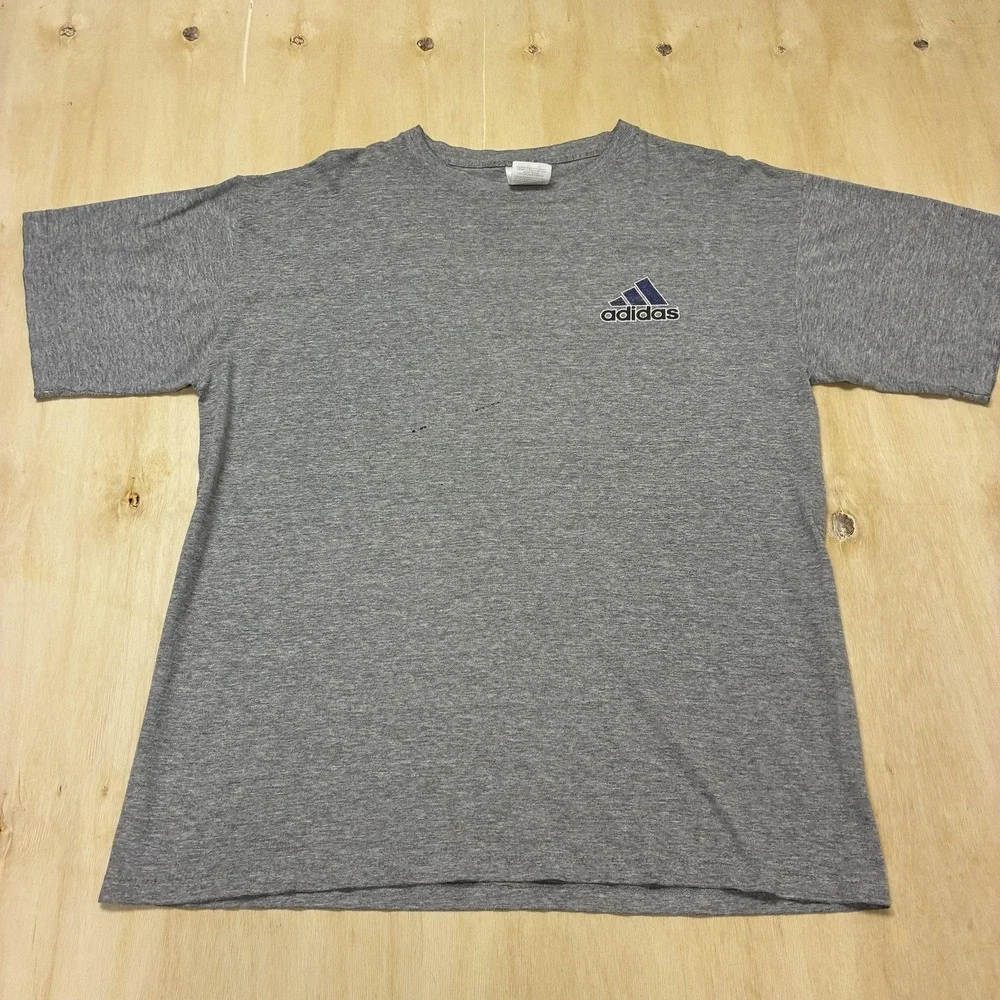 Vintage Adidas Shirt Mens Large Gray Graphic Logo Sports Tee T-Shirt USA